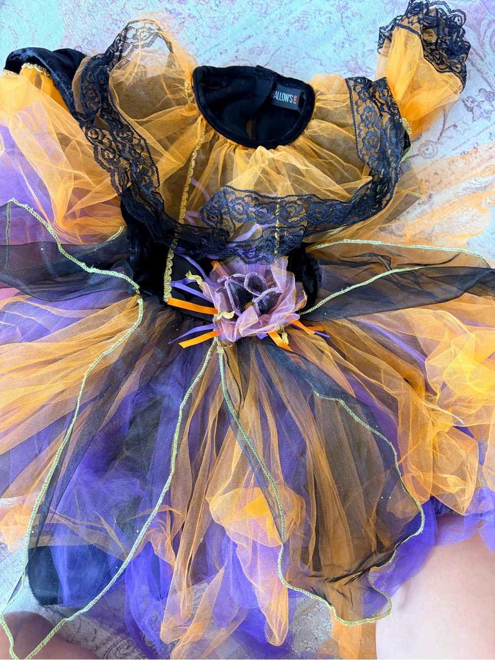 Unbranded Girls' Purple & Gold Halloween Tulle Witch Costume Dress 5/6